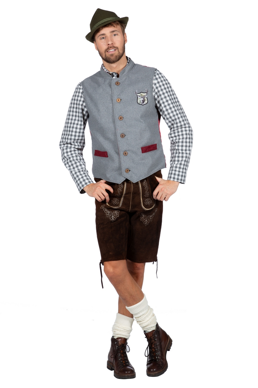 Hirsch Oktoberfest Weste Grau Herren