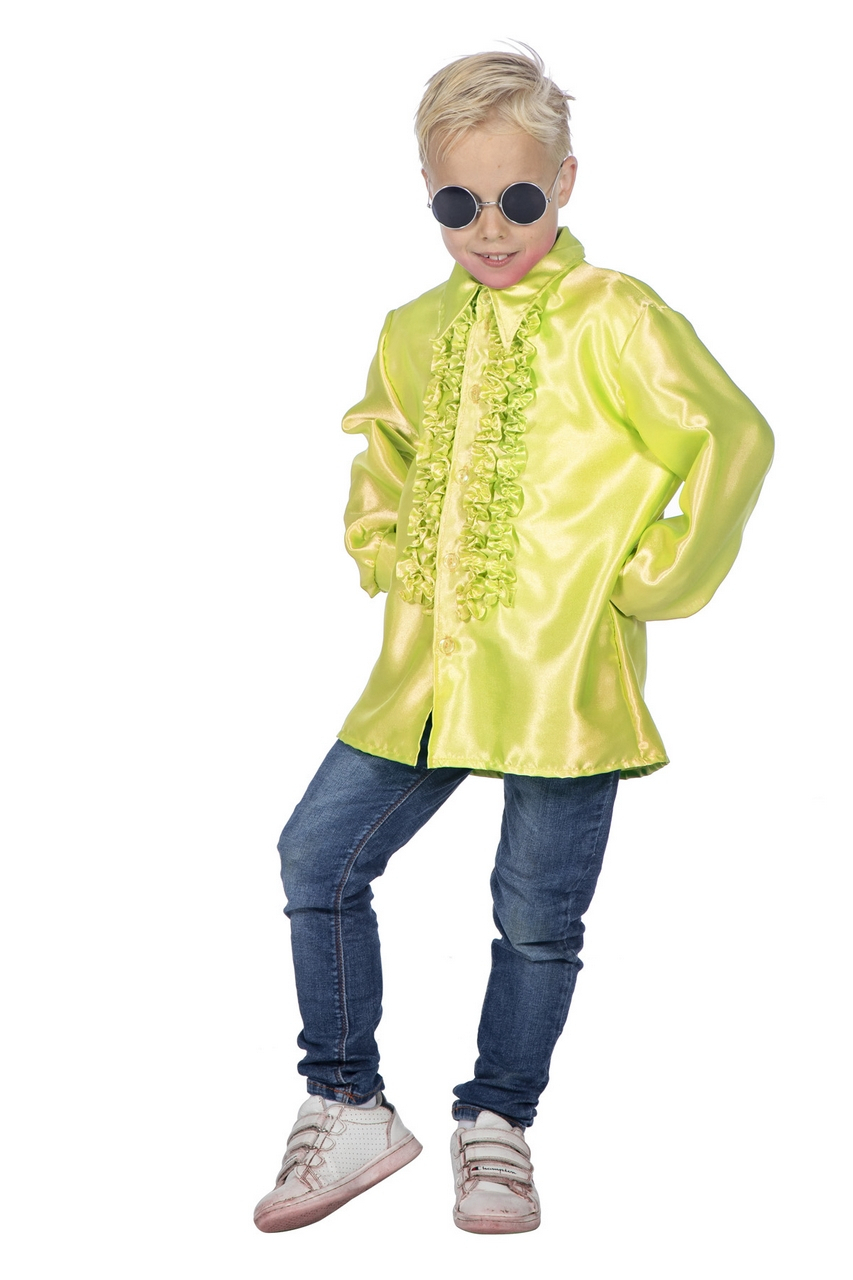 Gelbe Rüschen Bluse Satin Falsch Disco für Kinder