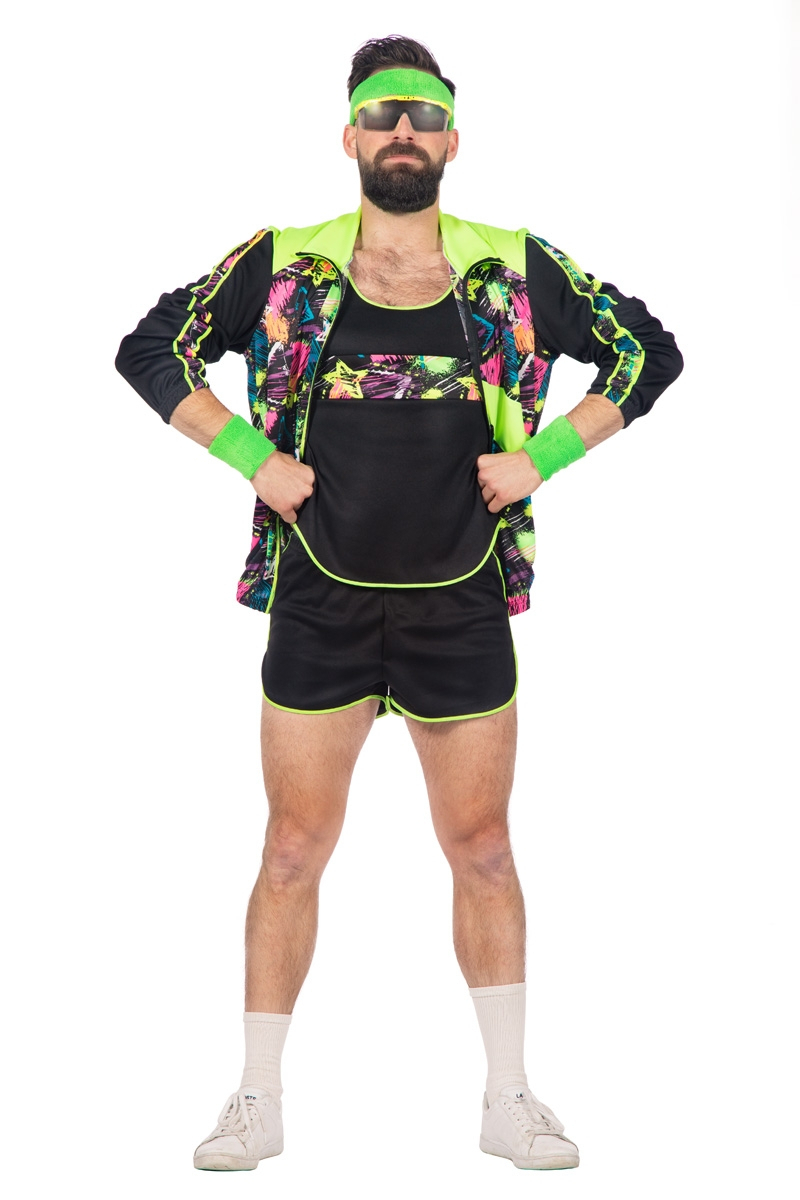 Spritzer Aerobic Neon 80s Kostüm Herren