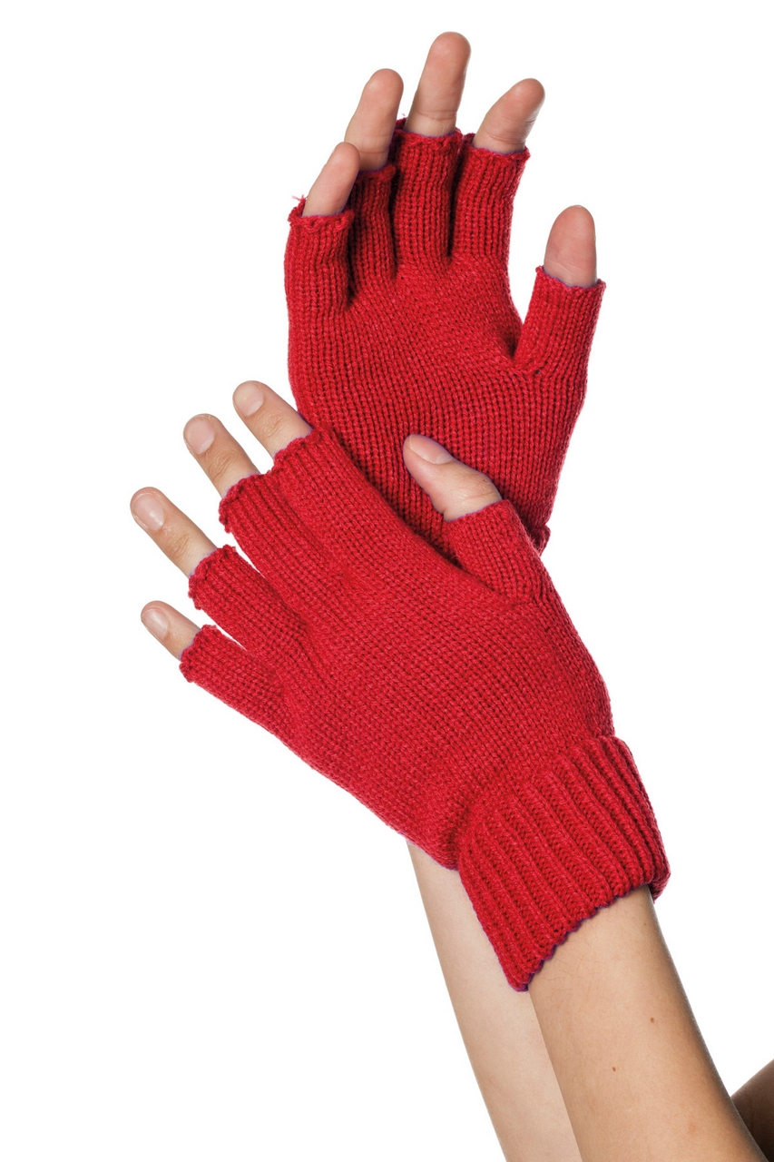 Rot Gestrickte Fingerlose Handschuhe