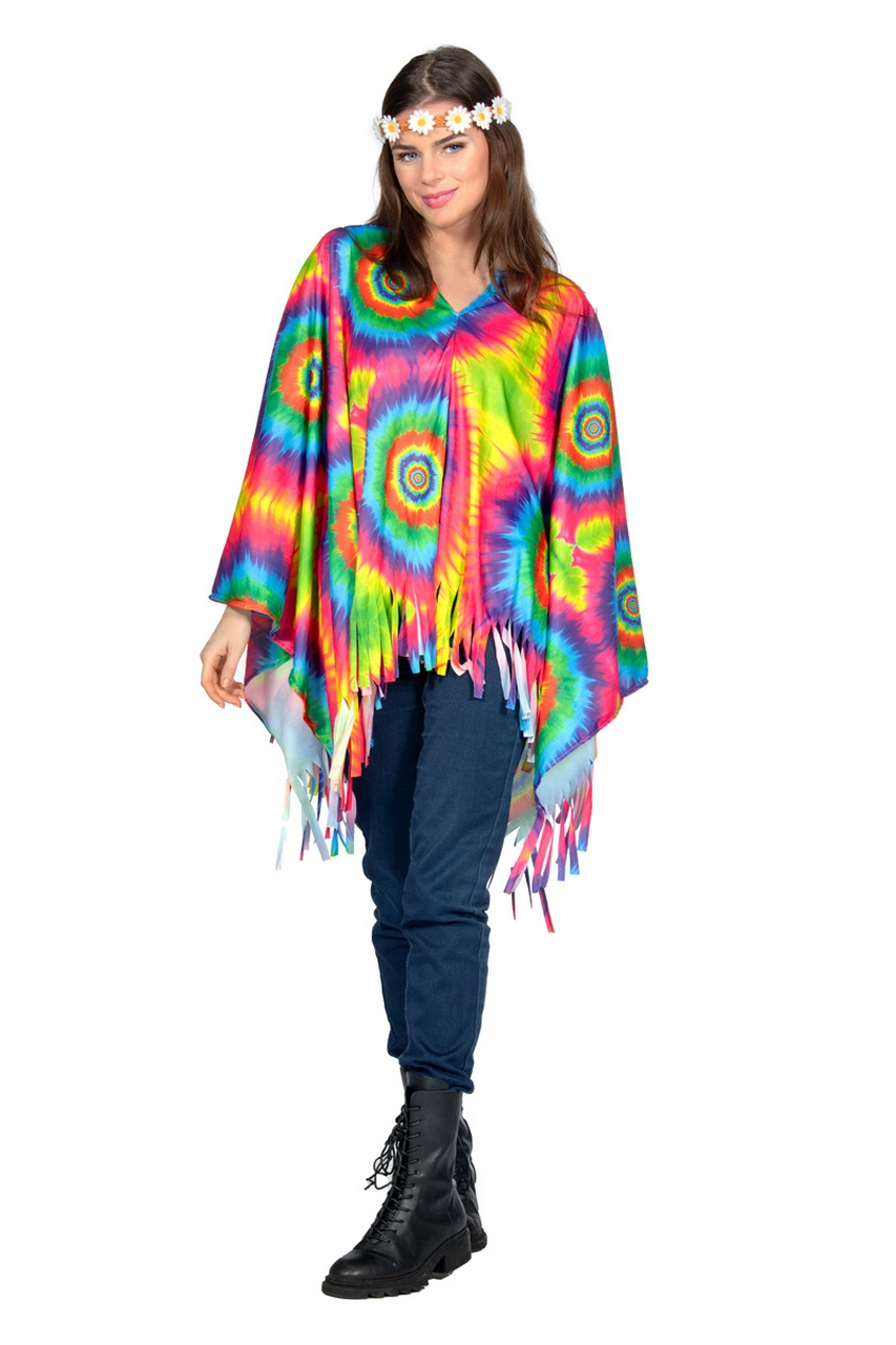 Batik Poncho Mit Schillernden Kreisen Damen