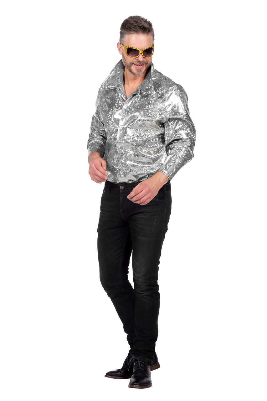 Zilveren Shine Disco Overhemd Herren