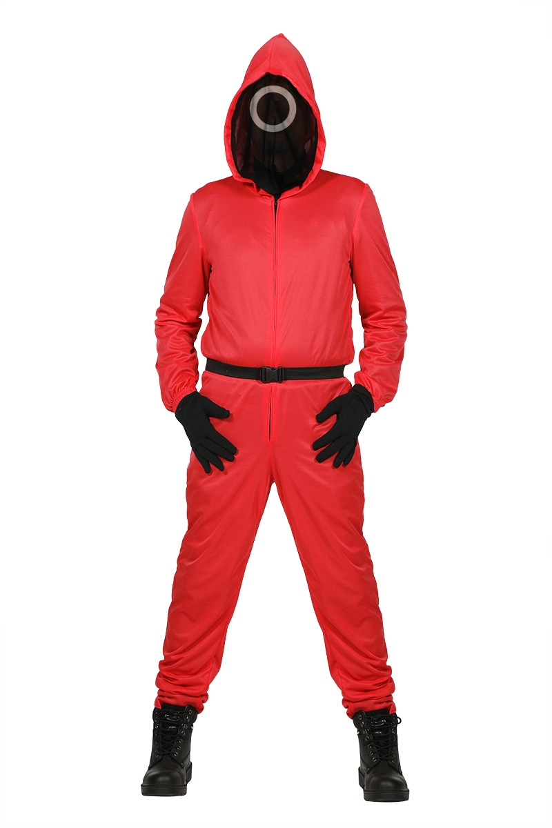 Tintenfischspiel -Arbeiterkreis Rot Blood Sweeper Mit Stoffmaske Unisex Kostüm