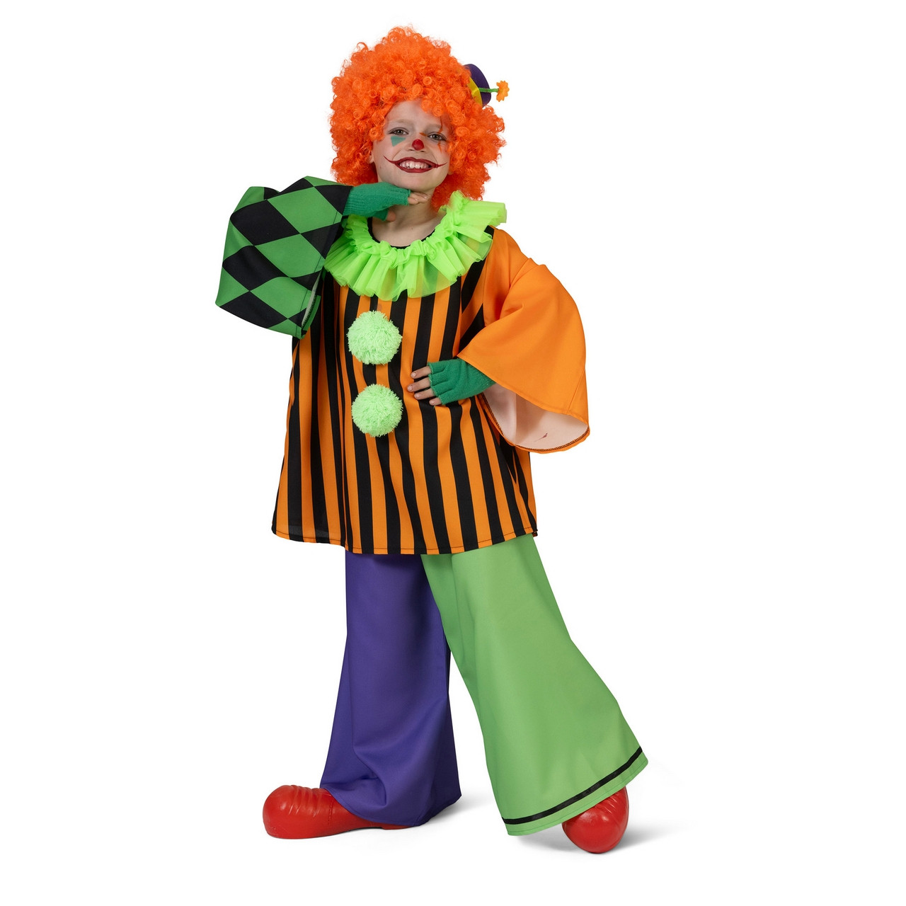 Enorm Grappige Clown Pierolino Kostüm für Kinder