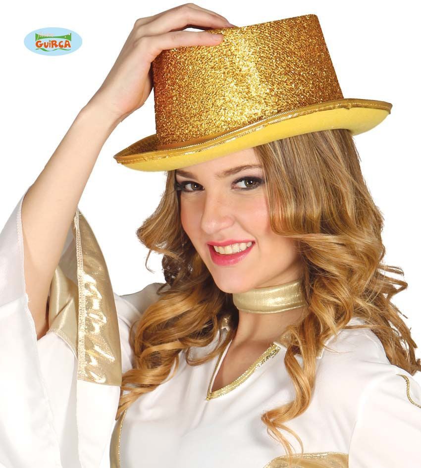 Glitter Top Hat Gold Showmädchen