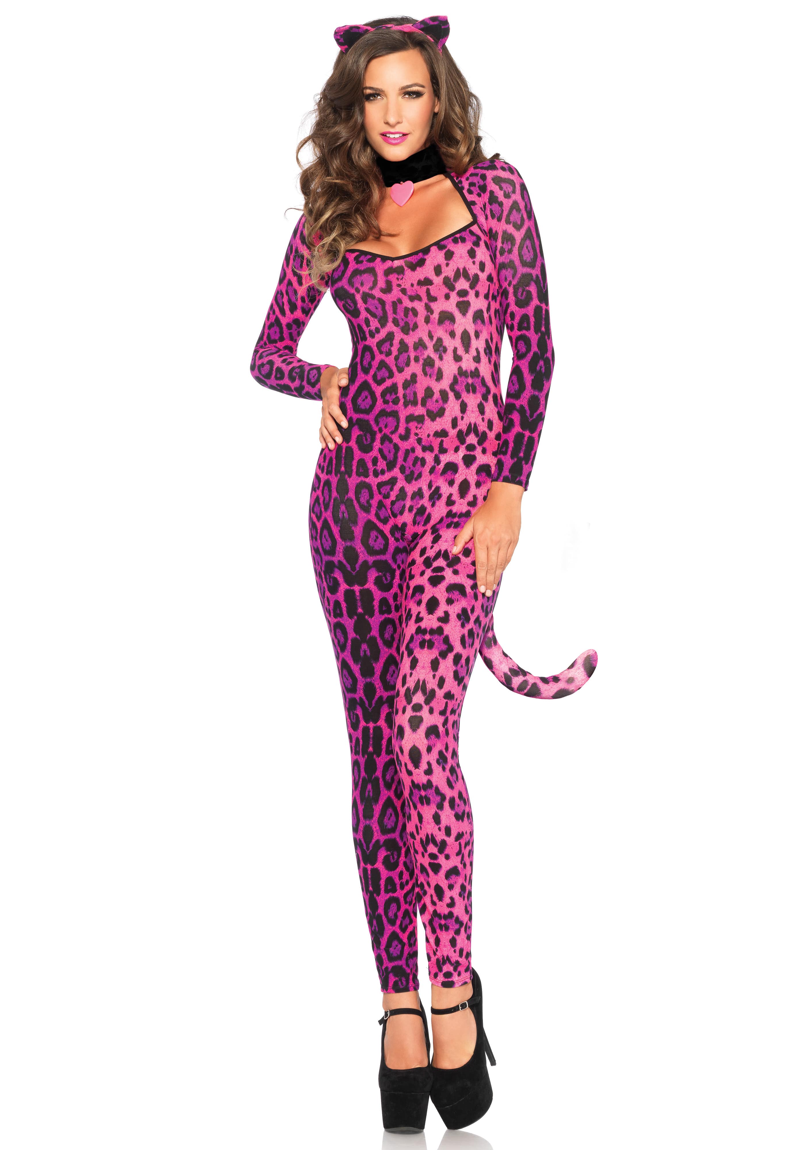 Rosa Aufregender Panther Catsuit Damenkostüm