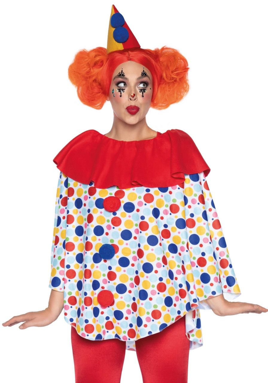 Vrolijke Stippen En Bellen Clown Vrouw Kostuum