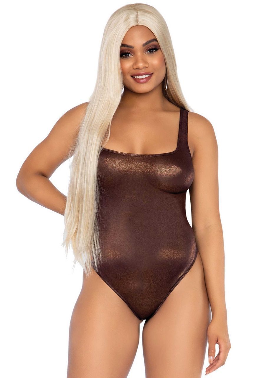 Bronze Spandex String Bodysuit Damen