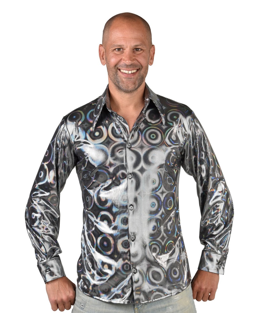 Silberne Disco -Bilder Laufen Dj Bluse Herren