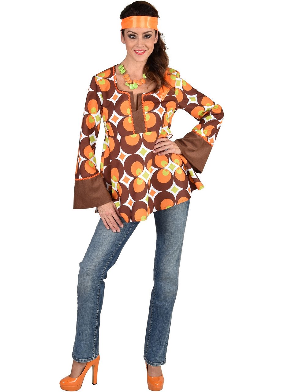 Hip Flip Oranje Bloemen Dip Tuniek Vrouw