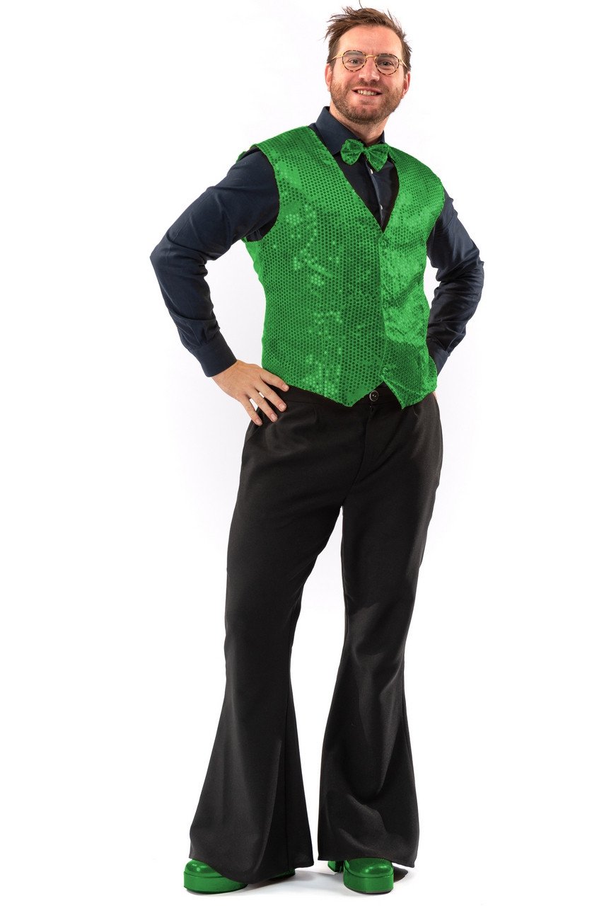 Party Pailletten Weste Festive Green Herren