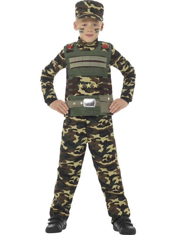 Camouflage Soldaat Tim Jongen Kostuum