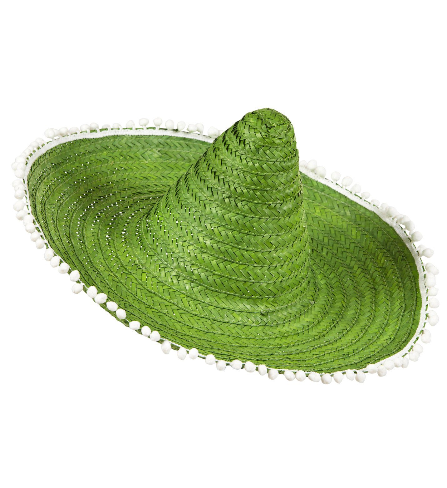 Sombrero 50 Cm, Grün Mit Pom Poms