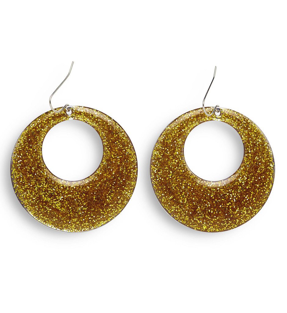 70s-80s Gouden Glitter Oorbellen