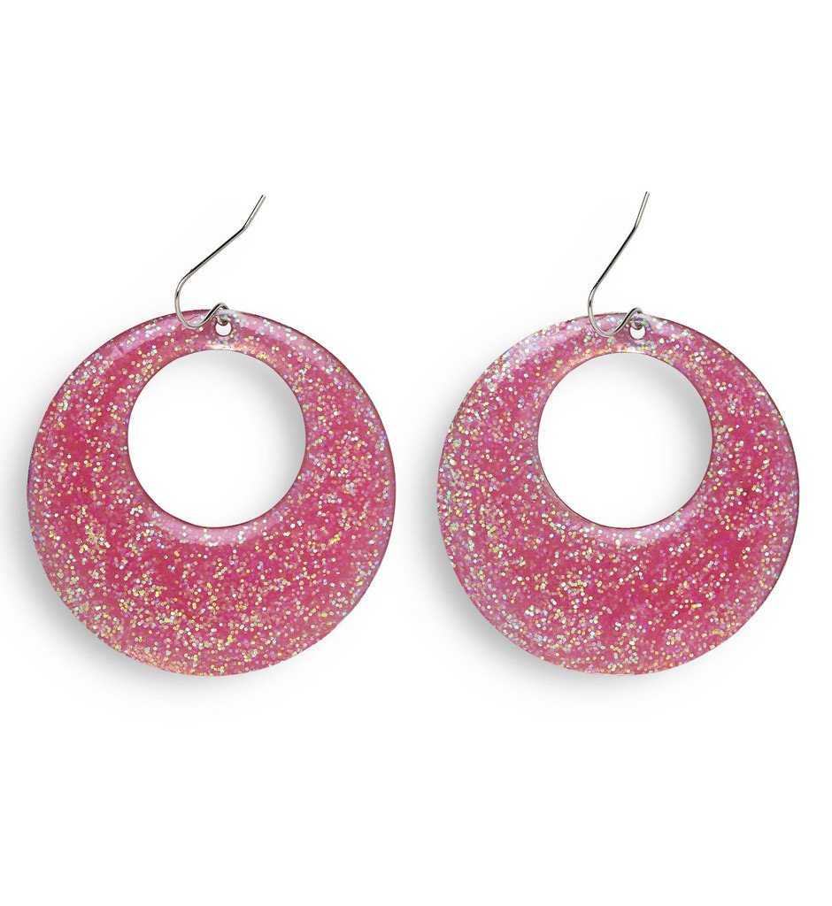 70s-80s Roze Glitter Oorbellen