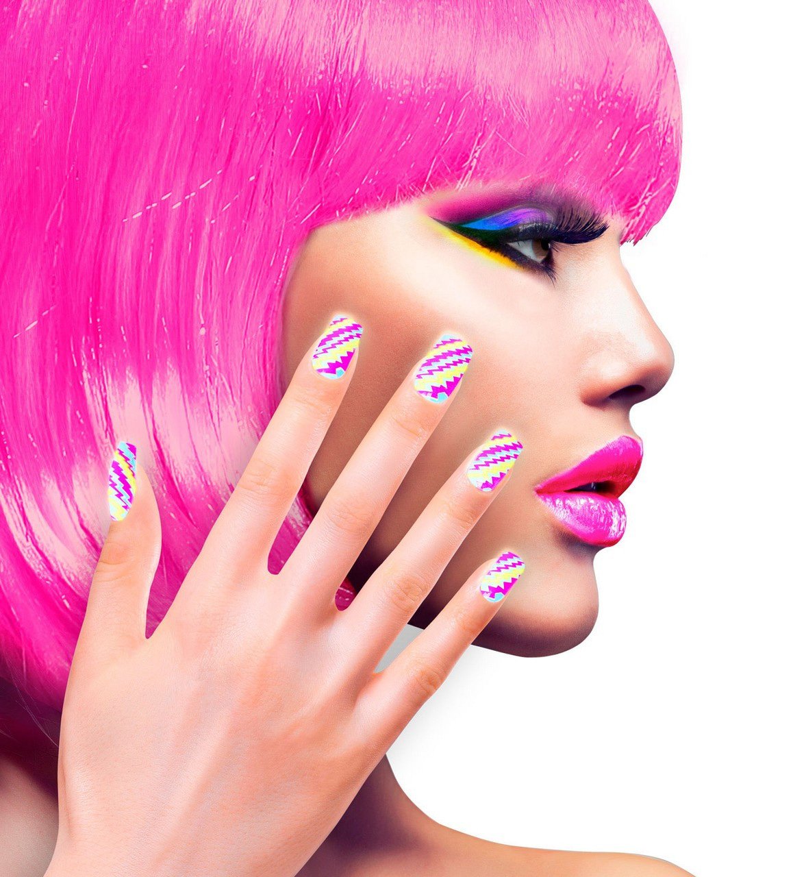 Bonte Nagels Streepjes Neon