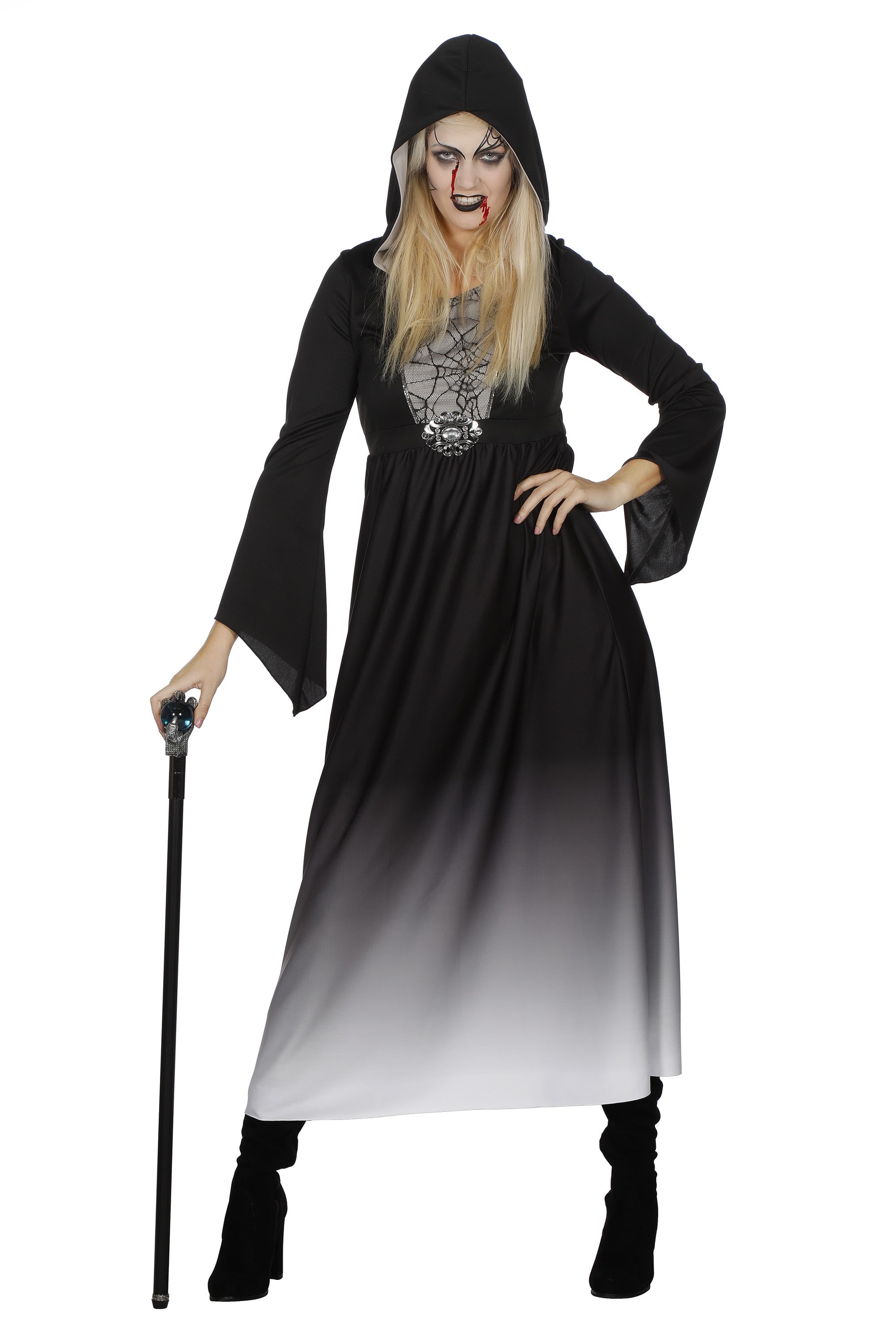 Dunkles Halloween -Kleid Mit Kapuze Damenkostüm