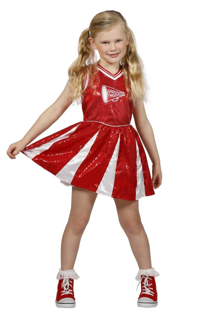 Cheerio Glitter Cheerleader Rot Kostüm für Mädchen