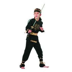 High Kick Gold Schwarz Ninja Drache Kostüm für Jungen