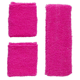 Athletic 80s Sweat Band Set, Neon Rose