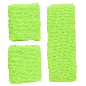 Athletic 80s Sweat Band Set Neon Green