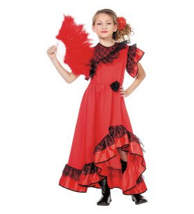 Rotes Flamenco Kleid Spanische Senorita Carmen Mädchen