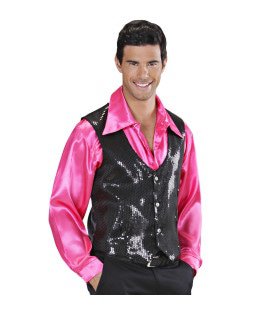 Showmaster -Pailletten Vest Schwarz Herren