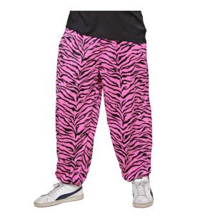 Baggy Broek 80s Zebra Roze Man