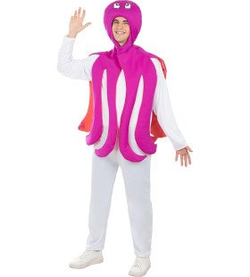 Grappige Octopus Roze Inktvis Volwassene Unisex Kostüm