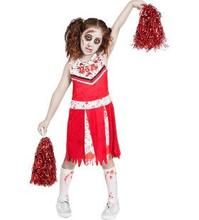 Zombie Rode Cheerleader USA Kostüm für Mädchen