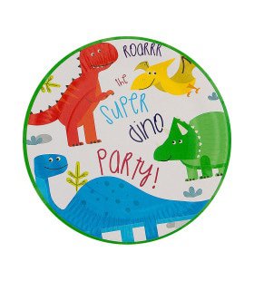 8 Dinosaurier Pappteller 23 Cm - Dinosaurs Party