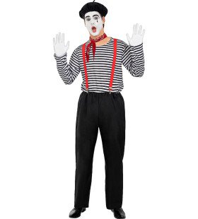 Huilende Zwart Wit Mime Clown Man Kostuum