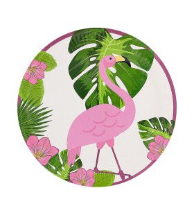 8 Flamingo Pappteller 23 Cm - Tropical Flamingos