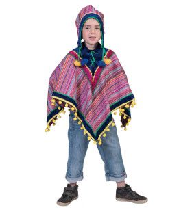 Peruaanse Panfluit Poncho Kind Kostuum