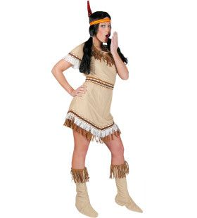 Beige Kurzes Sexy Indisches Kleid Sioux Sonnenaufgang Damenkostüm