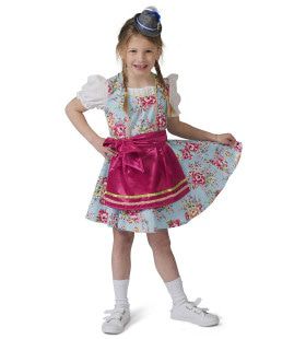 Blau Rosa Tirolischer Dirndl Rosalinde Kostüm für Mädchen