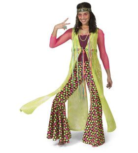 Neon Gele Cape Jas Hippie Vrouw