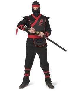 Rood Zwarte Ninja Strijder Vol Doodsverachting Man Kostuum