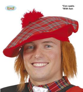 Schottischer Tartan Beret Mit Roten Haaren