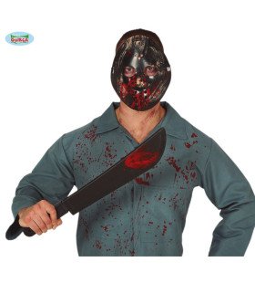 Bloedspetter Halloween Masker En Machete 54 Centimeter