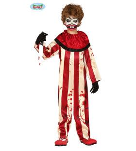 Geschifte Gestreepte Scary Horror Clown Kind Jongen Kostuum