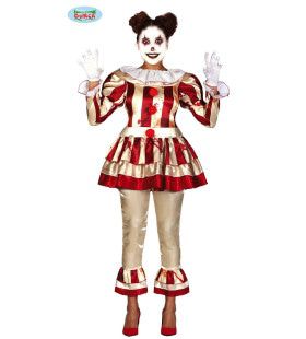 Killer Clown Horror Circus Slash Vrouw Kostuum