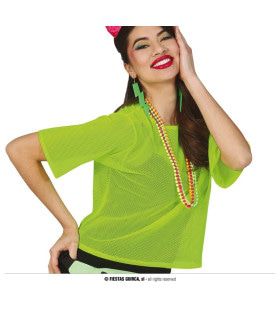 So 80s Visnet Neon Groen Shirt Vrouw