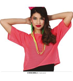 So 80 Visnet Neon Roze Shirt Vrouw