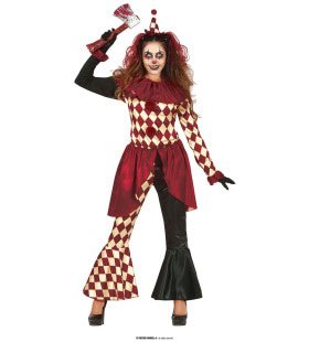 Checkered Horror Clown Vrouw Kostuum