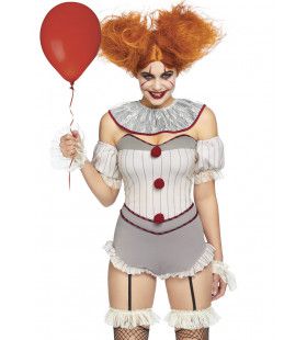 Dodelijk Aantrekkelijke Halloween Clown Vrouw Kostuum