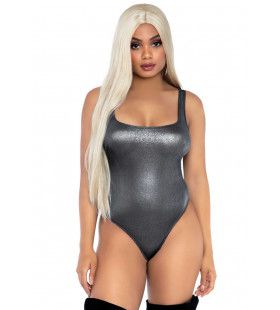 Silber Spandex String Bodysuit Damen