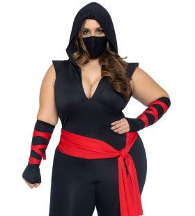 Dodelijke Low Kick Ninja Plus Size Vrouw Kostuum