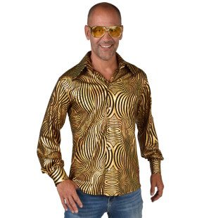 Umwerfendes Disco Shirt In Gold Herren