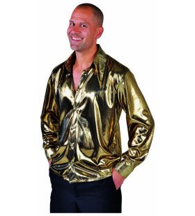 Bluse Gold Glitzer Folienbluse Herren